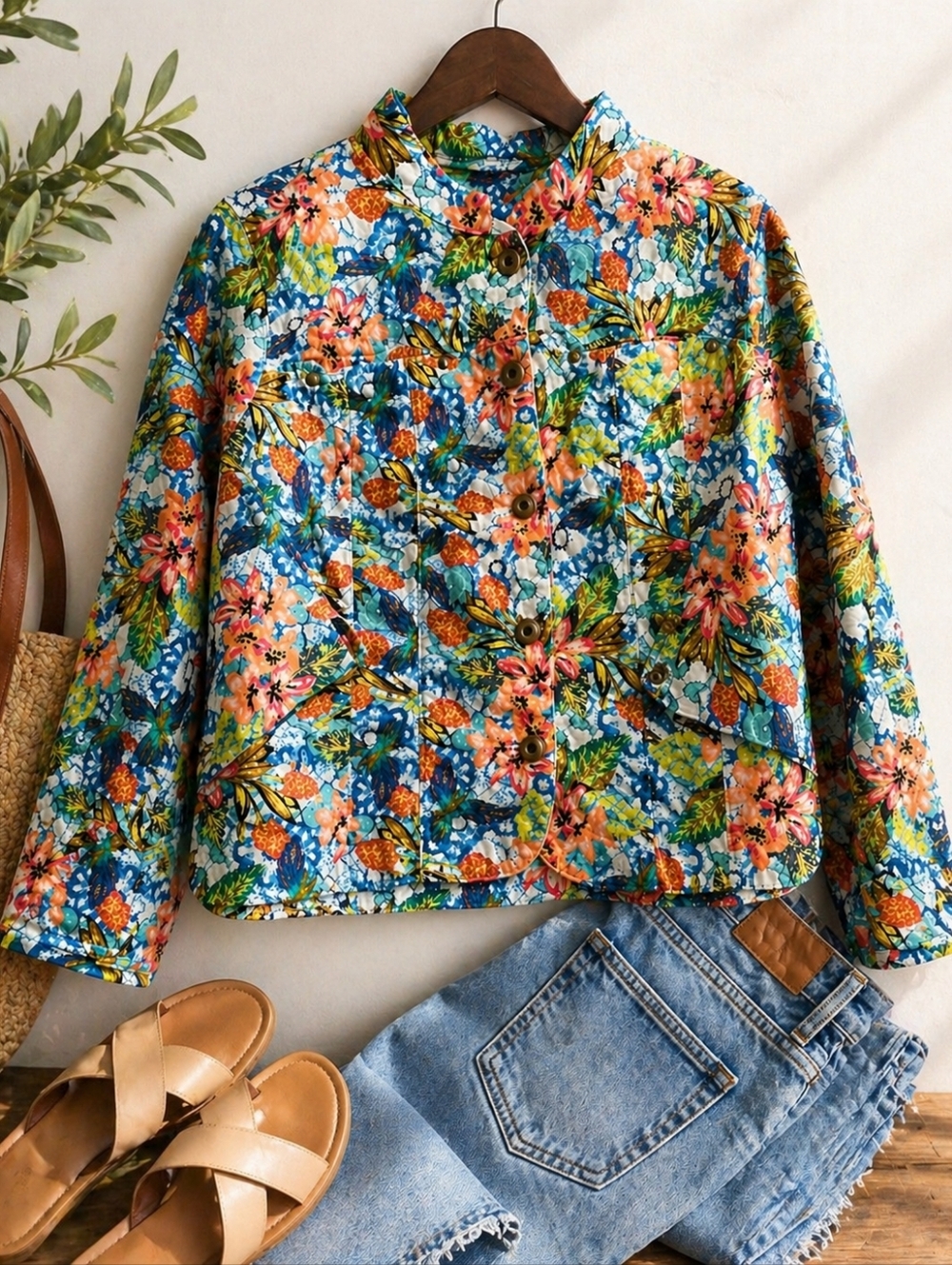 Christopher & Banks Floral Linen Blouse Petite Large Women’s LP Summer Top